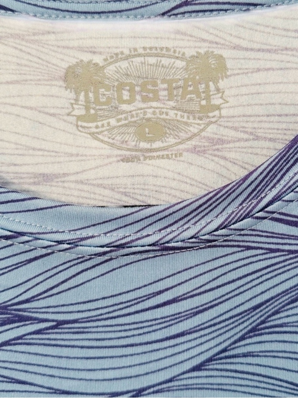 Costa Fishing Shirt Long Sleeve Blue Wave Pattern Like New Rashguard Size L - Picture 3 of 5